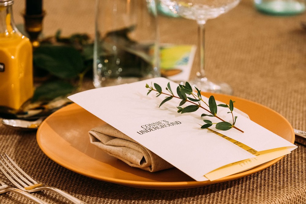 A Connie's Underground place setting